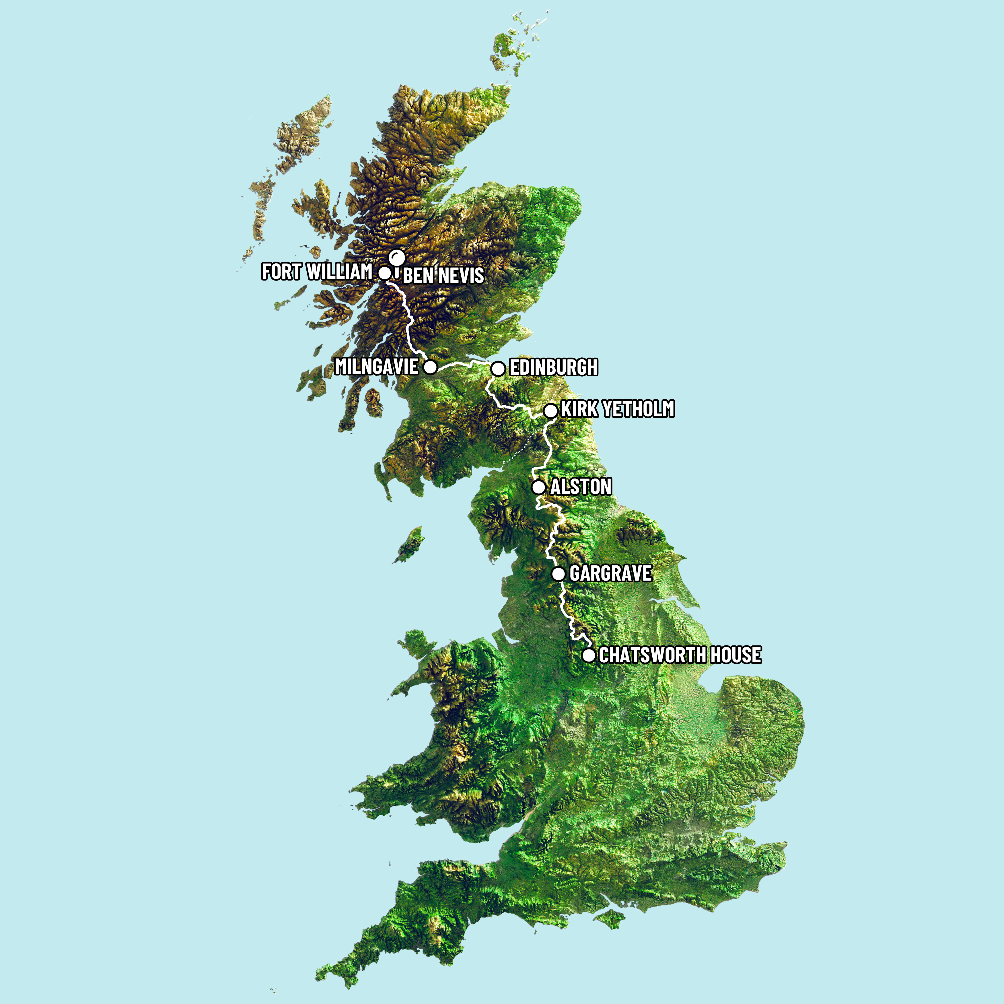 The Northern Trek route - 560 mile (901km)